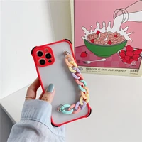 bracelet shockproof phone case for oneplus 8t 9 9 pro 9r 9rt n100 nord 2 n10 se n200 5g colorful chain silicone hard back cover