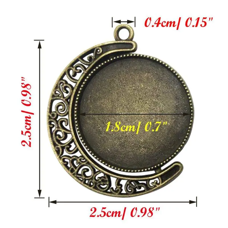 

Moon Rotation Double Side Round Blank Bezel Pendant Trays Photo Jewelry Making