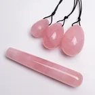 Вагинальный массажный шарик Yoni из розового кварца, набор яиц для массажа яичко из нефрита, натуральный кристалл, мячи для упражнений Кегеля, подтяжка мышц влагалища, йони-палочка