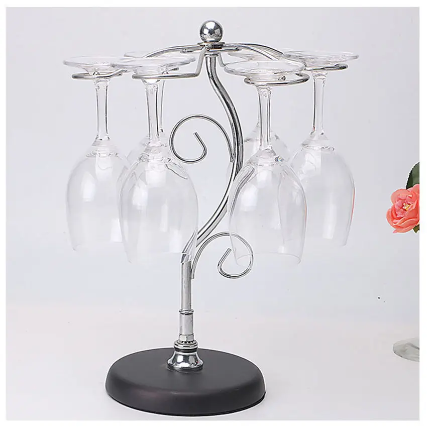 Wine Glass Rack Kitchen Bar Cup Hanging Holder Metal Goblet Display Stand Drinking Glasses Stemware Accessories |