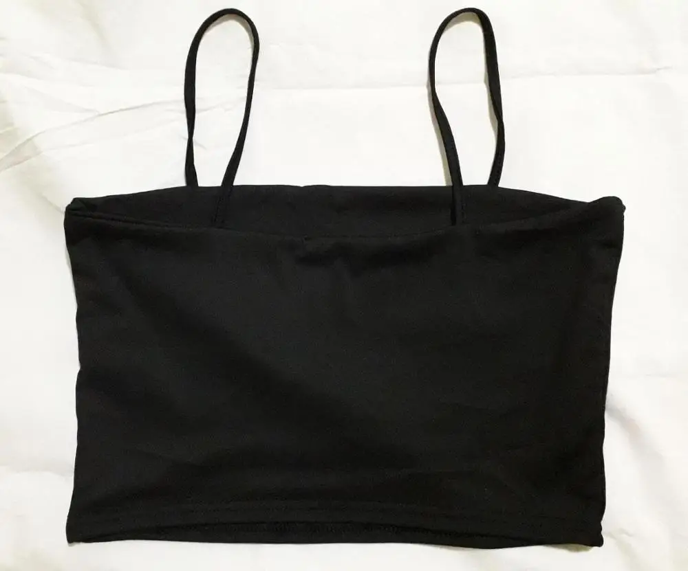 Майка женская без рукавов модный топ на бретельках бюстье подкладки бандо кроп