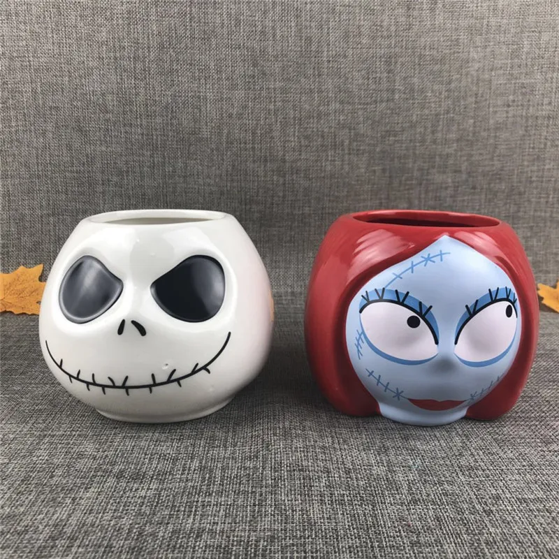 

Disney Anime Sally Shaped Ceramic Water Cup Office Home Coffee Milk Mug Christmas Night Horror Skull Jack Couple Mark Water Cup