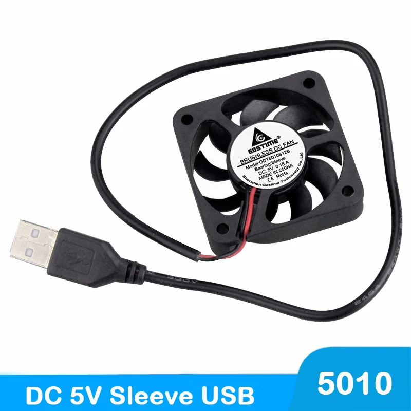 1 шт./партия Бесщеточный Охлаждающий вентилятор Gdstime 5 В USB см 50 мм 5010 дюйма 50x50x10