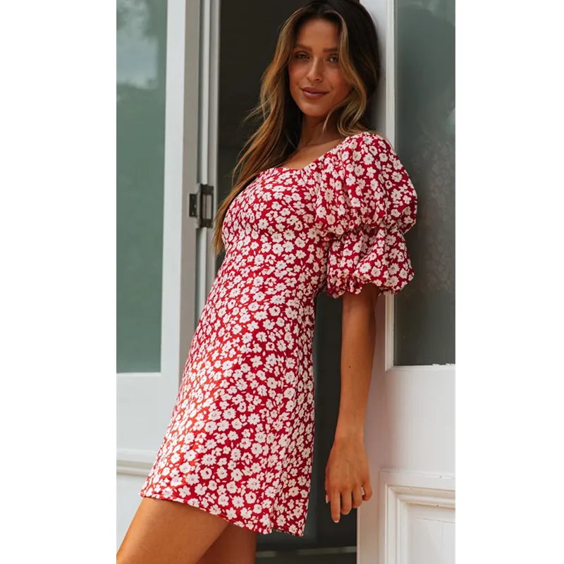 Летнее платье с открытой спиной рукавом до локтя Цветочный пуловер вечерние