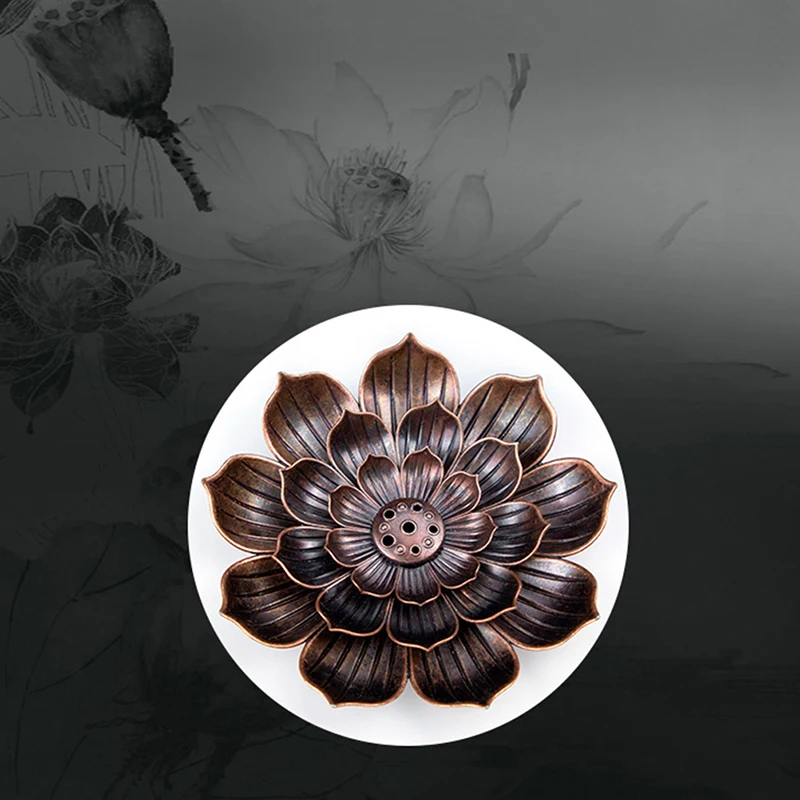 

New 1PC Alloy Incense Burner Stick Holder Plate Buddhism Lotus Censer Bronze Nasturtium Incense Burner