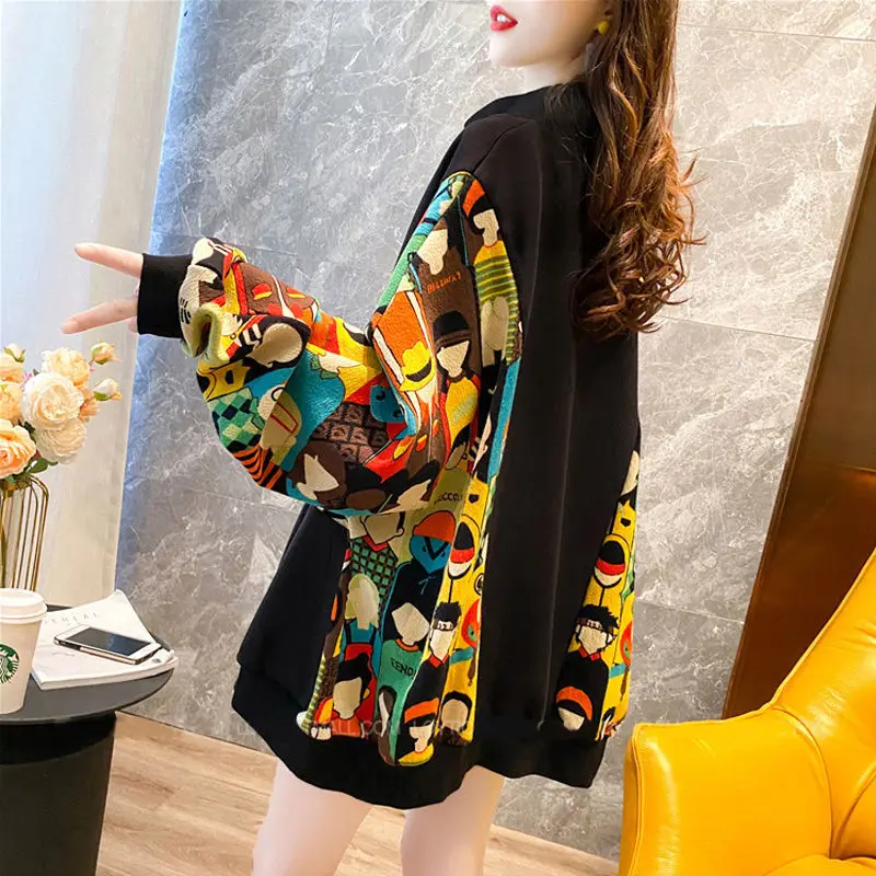 

Western style coat women's fashionable plus velvet thick loose sweater midi