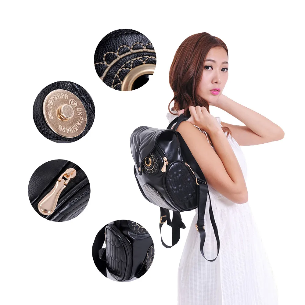 

#H30 Cute Owl Leather Backpack Women School Bags For Teenagers Girls Casual Backpack Women Big Capacity Mochila Feminina