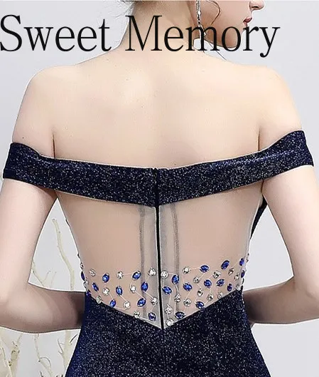 

Sweet Memory Long Evening Dresses Sexy Sequined Lace Mermaid Prom Dress Sexy V-neck Sleeveless Long Side Split Party Robe
