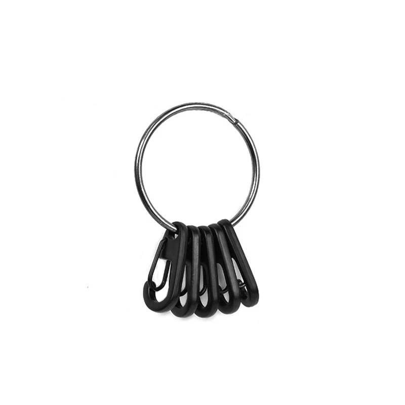 Карабин для ключей металлический черный/серебристый 5 шт. товары бижутерии