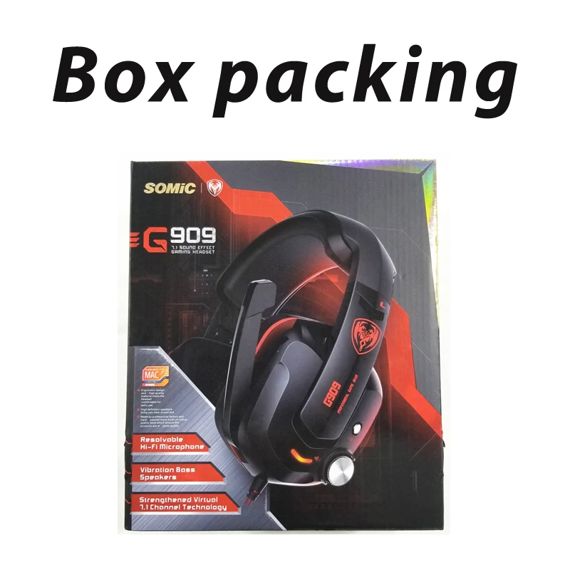 G909 white with box Somic G909 геймер гарнитура Виртуальная 7,1 стерео проводные Игровые наушники вибрации Наушники с микрофоном для ПК компьютер - Цвет: G909 white with box
