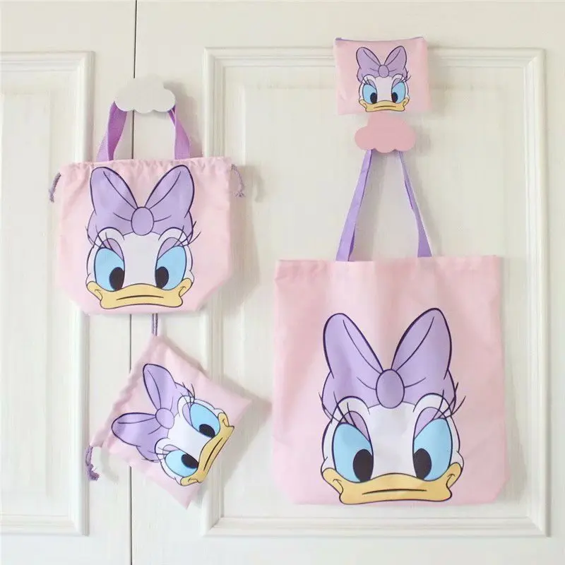 Disney cartoon cute Daisy double-sided drawstring pocket small carry bag portable folding environmental protection shoulder bag