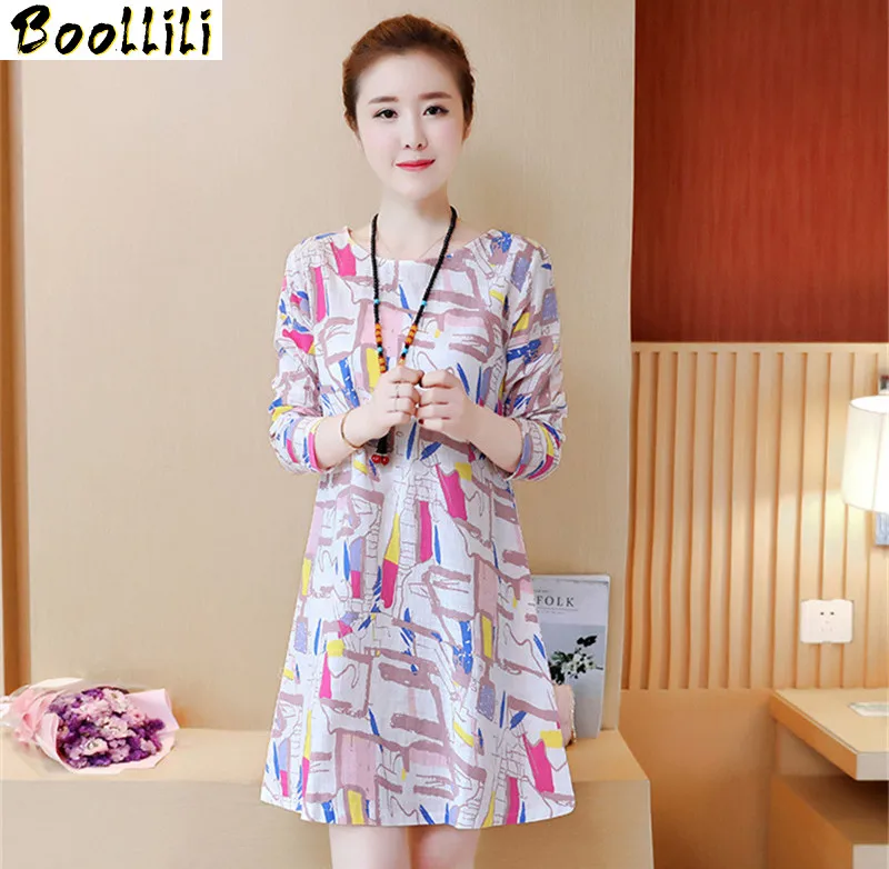 Boollili 2020 женское летнее платье большого размера хлопковое льняное с длинным