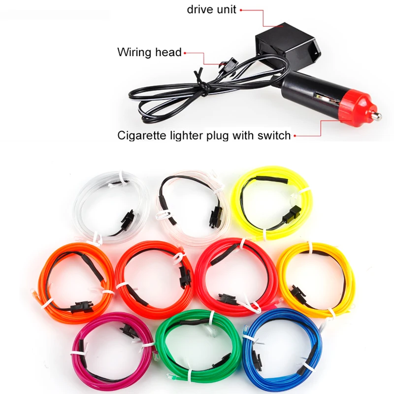 12V OKEEN EL Wire LED Strip Car Atmosphere Decor Light for Halloween Party - Neon LED Strips for Cars, Flexible Light Rope Tubing image 4