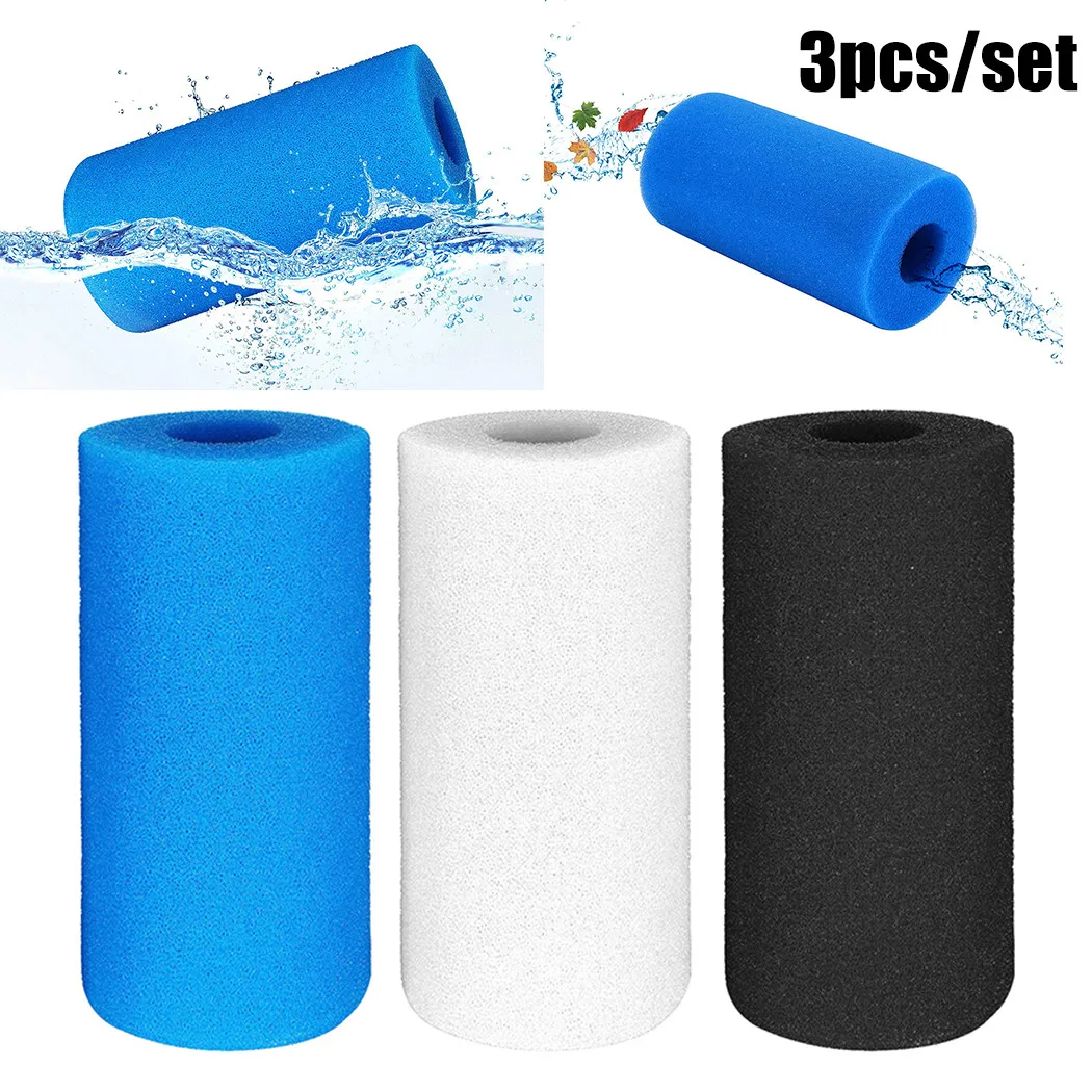 3pcs Filter Sponge For Intex Type-A Foam Sponge Reusable Swimming Pool Filter Cartridge Washable 20.0*10.0*10.0cm