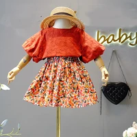 2020 summer girls clothing sets lace hollow topsfloral short skirt 2pcs suit princess toddler baby kids children clothes
