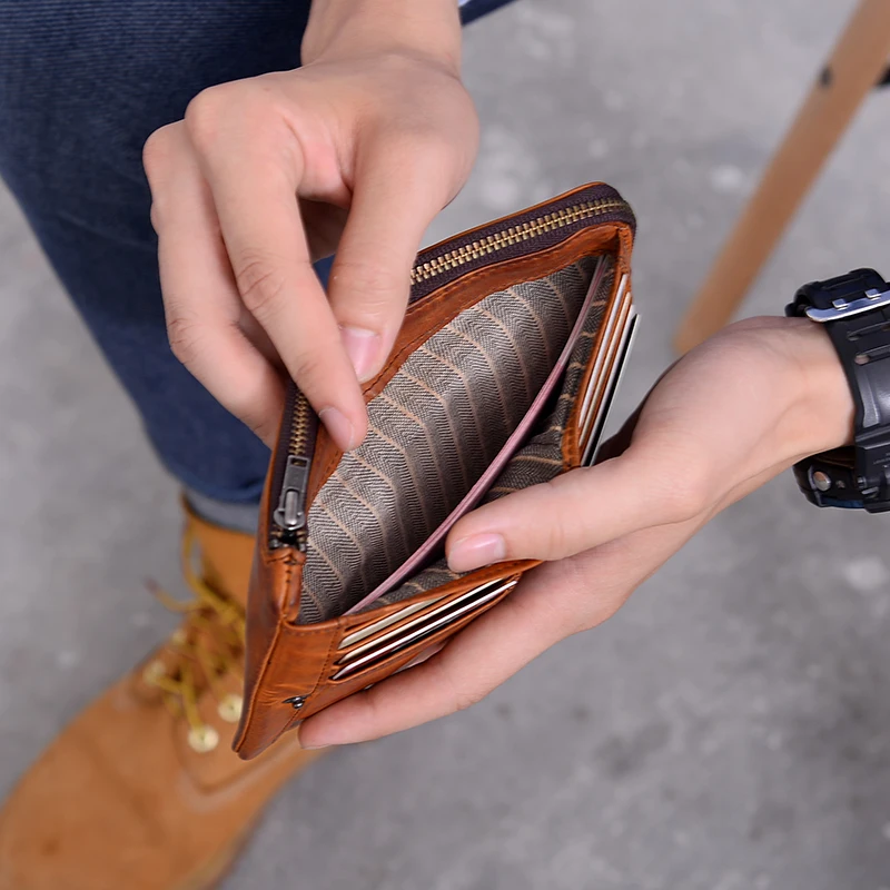 Оригинальный ретро роскошный маленький мужской кошелек Настоящее портмоне из