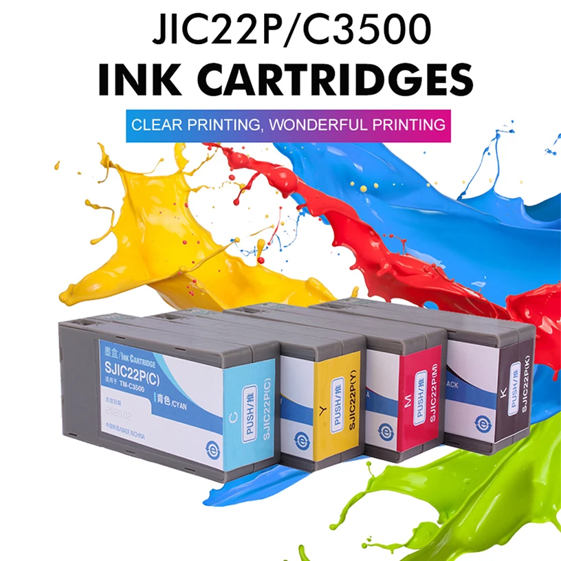 

STINGBULL Black Ink Cartridge Compatible C3500 SJIC22P Ink Cartridges With Chip For Epson Colorwork TM-C3500 Label Printers