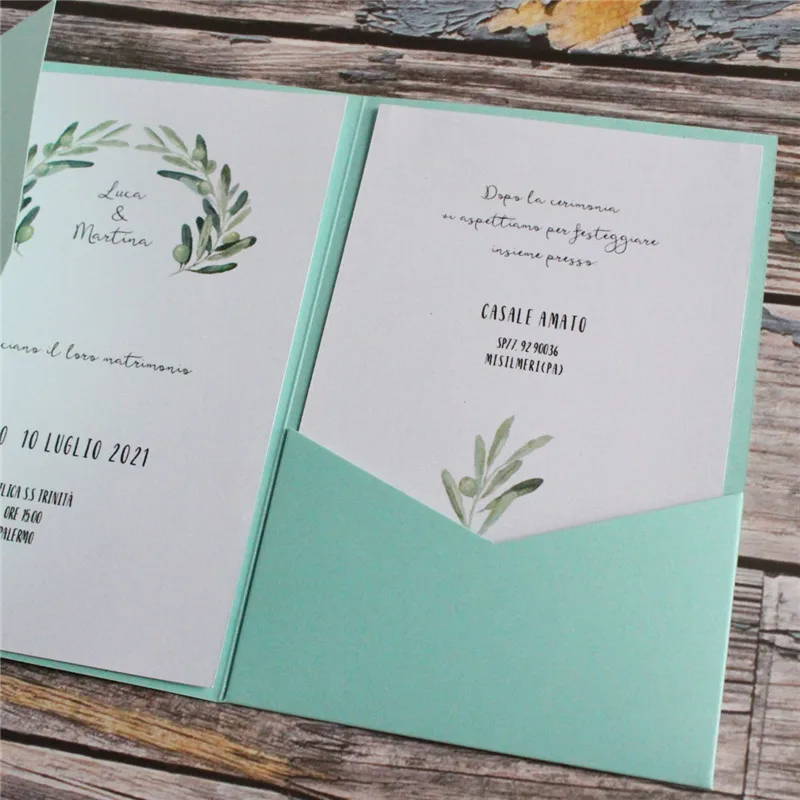 Свадебное цветное трехскладное приглашение от Тиффани свадебные приглашения