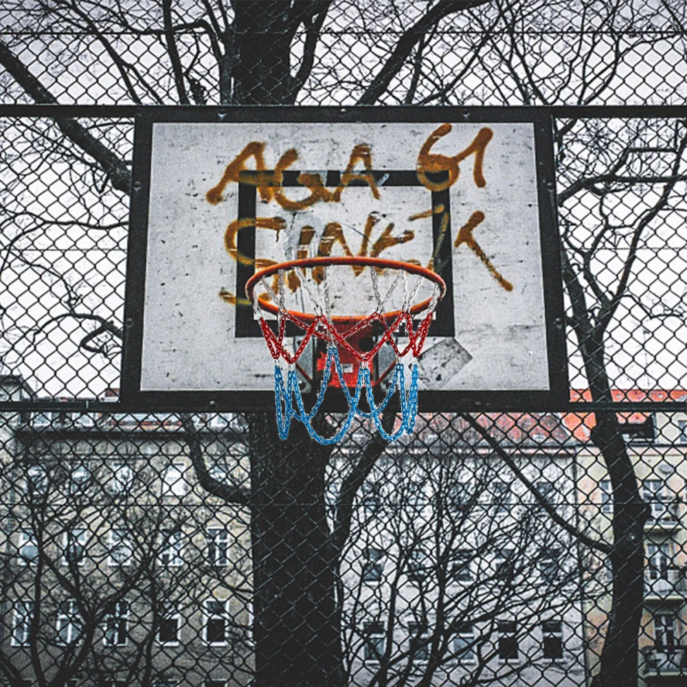 

Strong Durable 12 Buckles 3 Color Galvanized Manganese Steel Chain Basketball Net Basketball Goal Net