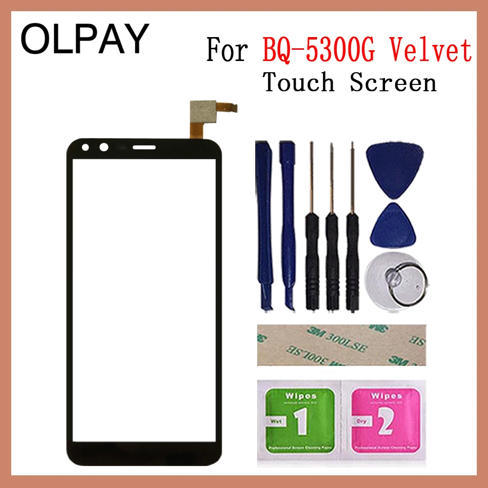 Black With Tools OLPAY 5,3" дюймовый сенсорный экран для мобильного телефона BQ BQ-5300G Velvet BQ 5300G сенсорный экран стекло дигитайзер панель объектив сенсор стекло - Цвет: Black With Tools