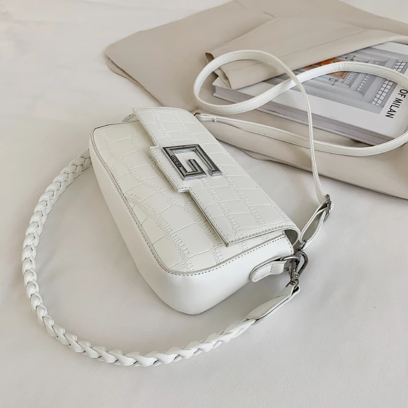 

Luxury Designer Crossbody Bags for Women Famous Brand Crododile Women Handbag 2021 Knitting Handle PU Leather Shoulder Bag Purse