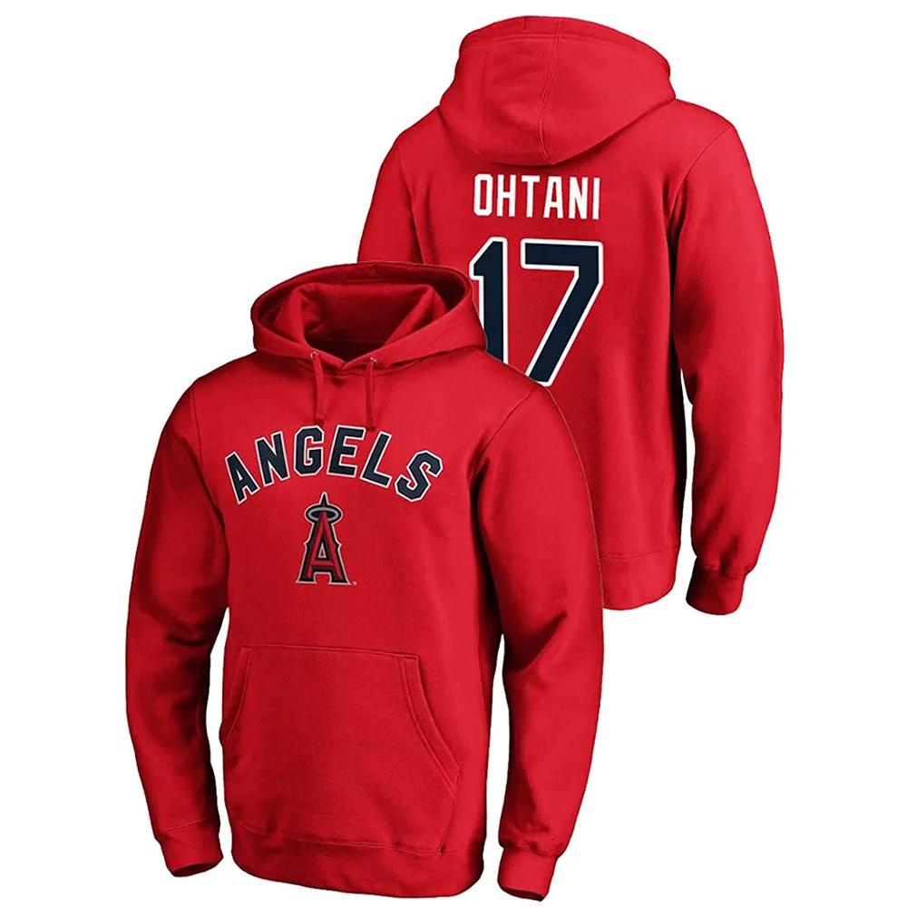 

Красный бейсбол Джерси Shohei Ohtani Los Angeles Team Пуловер с капюшоном Толстовки Уличная спортивная одежда для мальчиков Молодежный игрок