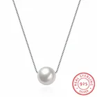 Простые женские ювелирные изделия 925 стерлингового серебра ожерелье белая Подвеска из перламутровой жемчужины ожерелье s Мода подарок аксессуары