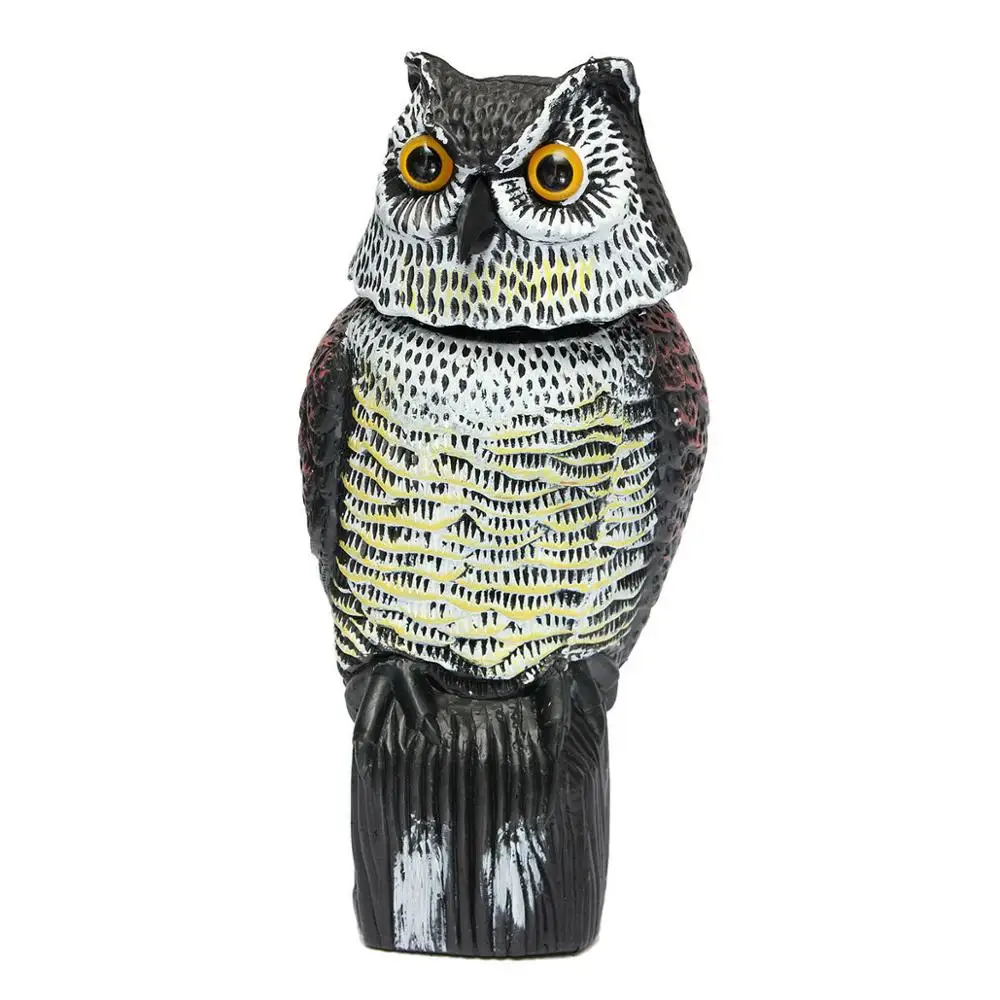 Outdoor Hunting Realistic Bird Scarer Rotating Head Owl Decoy Protection Repellent Pest Control Scarecrow Garden Yard Decor | Дом и сад