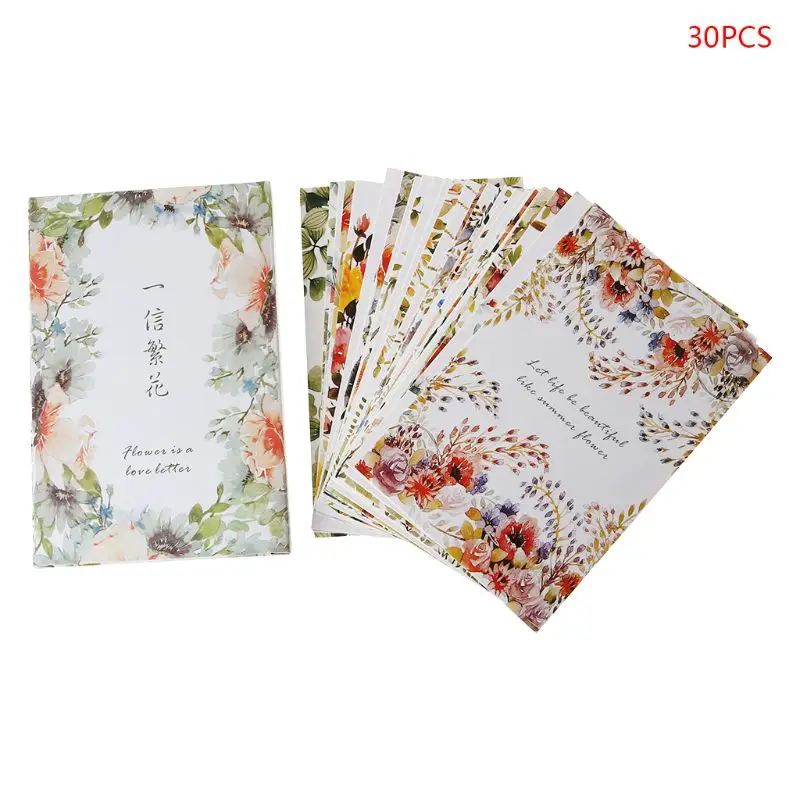 

30 Sheets Flowers Paintings Retro Vintage Postcard Christmas Gift Card Wish Poster Cards