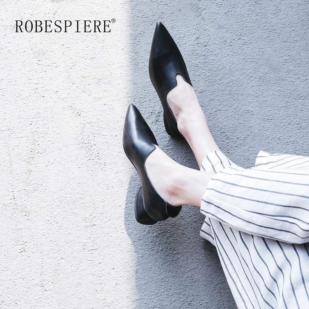 Женские туфли-лодочки на низком каблуке ROBESPIERE повседневные модельные туфли из