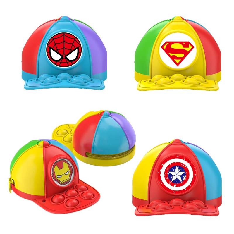 

The Avengers Cap Bag Pop Push Bubble Fidget Toys Spider Man Pendant Adult Stress Relief Squeeze Toy Antistress Soft Squishy Gift