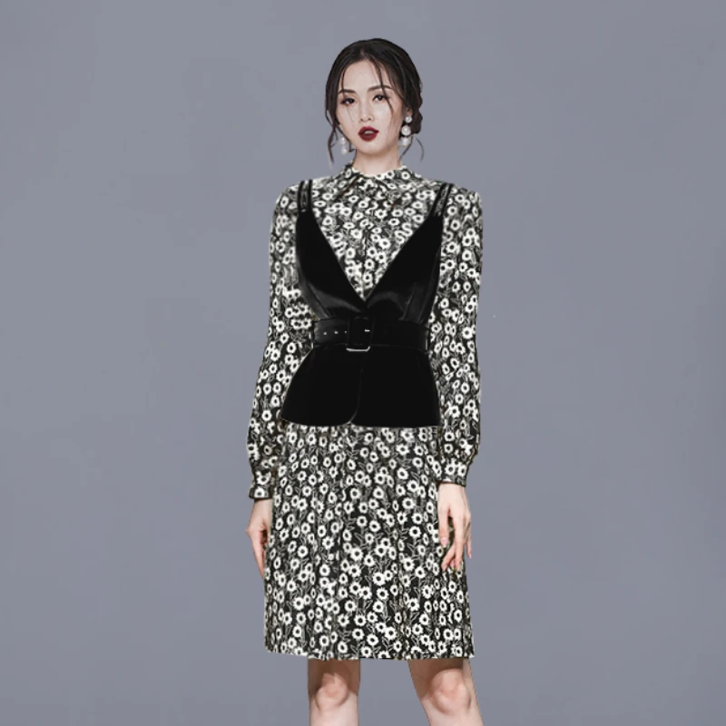 

Платье с круглым вырезом для женщин, красивое светильник кое платье с ремнем-комбинацией, разбитое пальто для снижения талии для зрелости, о...