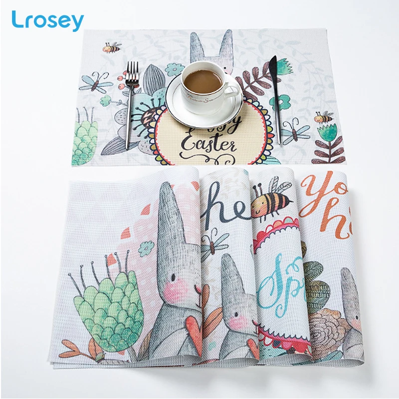 

European Placemats PVC waterproof insulation pad rabbit Coasters Western Creative Kitchen Table Mats Home decor Dinner Plate Mat