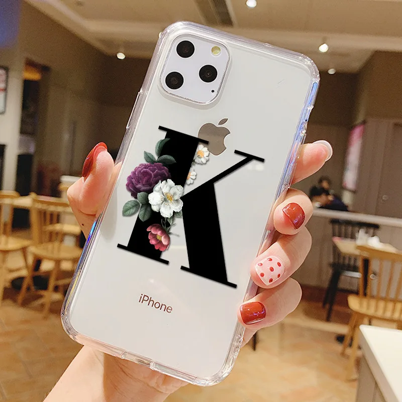 Для iphone 11 pro max 6 6s 7 8 Plus SE X XR XS MAX чехол 3D Художественная буква Цветок Прозрачный