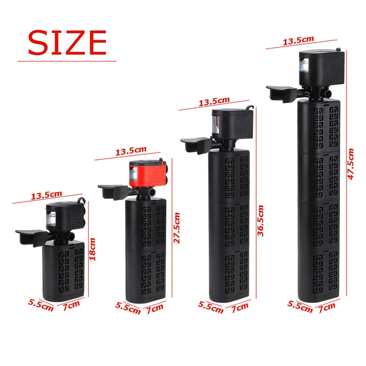 

12/18/25/35W Internal Filter Pump For Aquarium Fish Tank Internal Submersible Pump Spray Flow Biological Plus Power Filter Pump