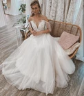 Свадебное платье-трапеция 2021, платье невесты с открытой спиной и коротким рукавом, элегантное фатиновое изящное свадебное платье