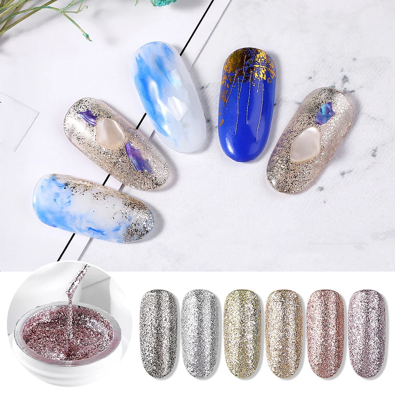 

1 Pcs Nail Art Flash Platinum Glue Diamond Glue Gradient Glitter Phototherapy Nail Polish Glue Removable Bright Foil Gold Glue