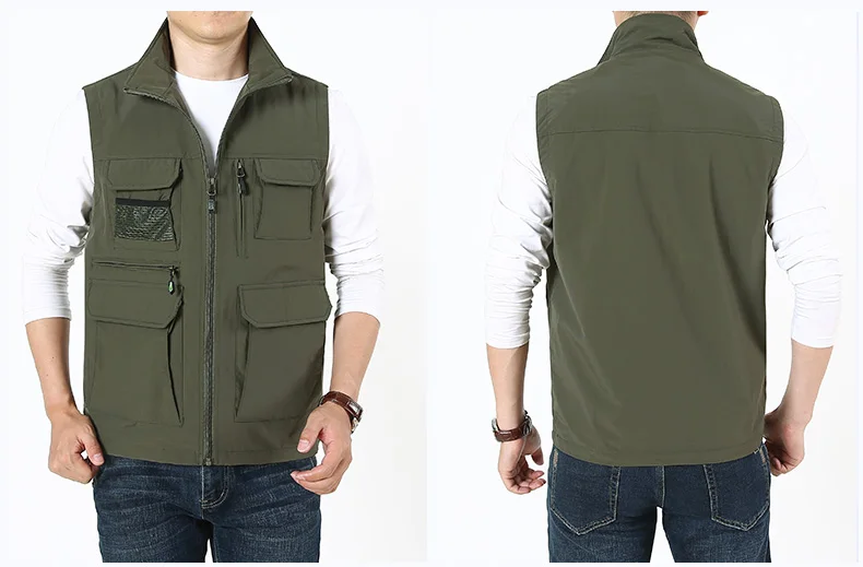 

SAZ Outdoor Waterproof Vest Jakcets Fishing Climbing Vest Jakcet Sleevesless Multifunction Breathable Stand Collar Vest
