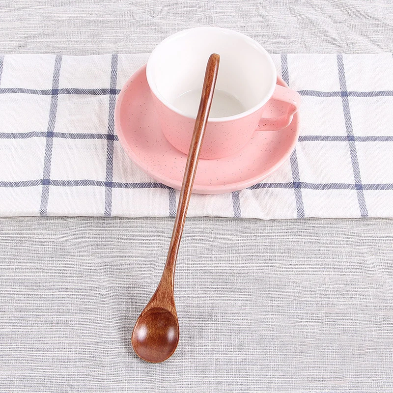1pcs Long Handle Coffee Spoon Natural Creative Solid Wood Tableware Stir Stick Milk Tea Honey Wooden Kitchen Tools | Дом и сад