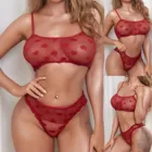 Женское сексуальное нижнее белье, кружевное Прозрачное нижнее белье с вышивкой Love, одежда для сна, стринги, пижамы, стринги, комплект сексуального экзотического нижнего белья