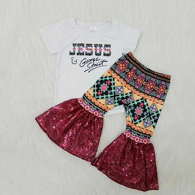 

spring girl clothing set boutique 2 pcs outfit easter baby outfit top and bell bottom pant toddler kid clothing baby clothes