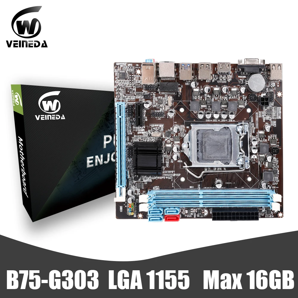 VEINEDA B75 Motherboard LGA 1155 Dual channel 16G DDR3 Memory USB 3.0 Computer Mainboard for Inter LGA1155 I3 I5 I7 Xeon | Компьютеры и