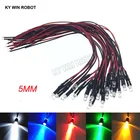 10 шт. 5 мм LED 12 В 20 см Предварительно подключенный белый красный зеленый синий желтый УФ RGB Диодная лампа украшение светоизлучающие диоды предварительно припаянные