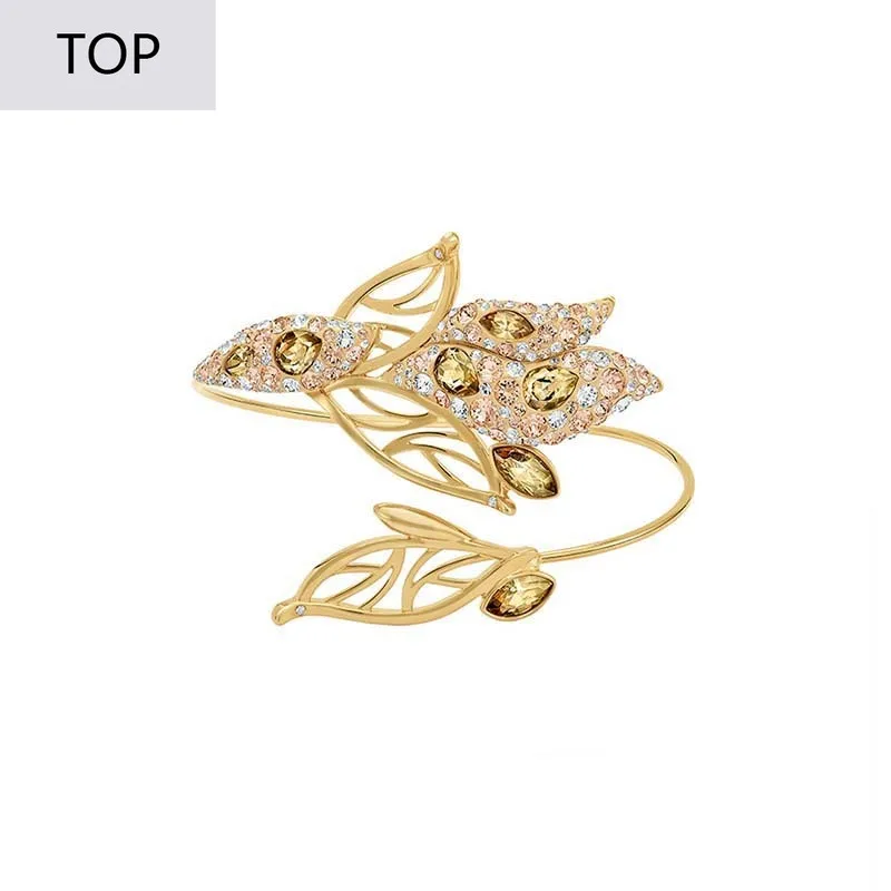 

SWA 1:1 Flower Bangle Women Gold Color Leaf Bracelet Fashion