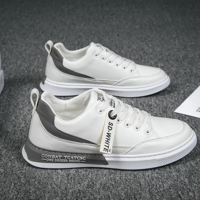 Men Shoes Low-top Men's Casual Shoes White Sneakers Men Trend Footwear Breathable Fashion Sneakers White PU Leather Male Shoes