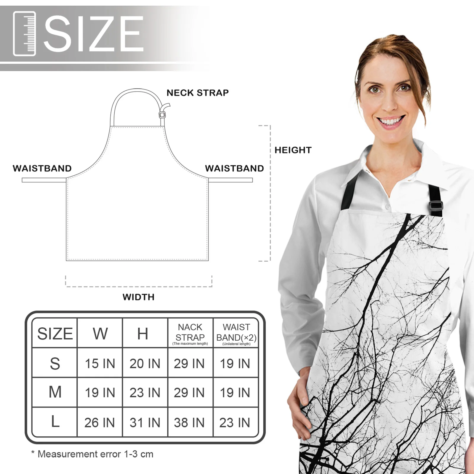 

Silhouette Of Branches Tree Printed Kitchen Cooking Baking Aprons Canvas Sleeveless For Women Man Kids Home Delantal Cocina