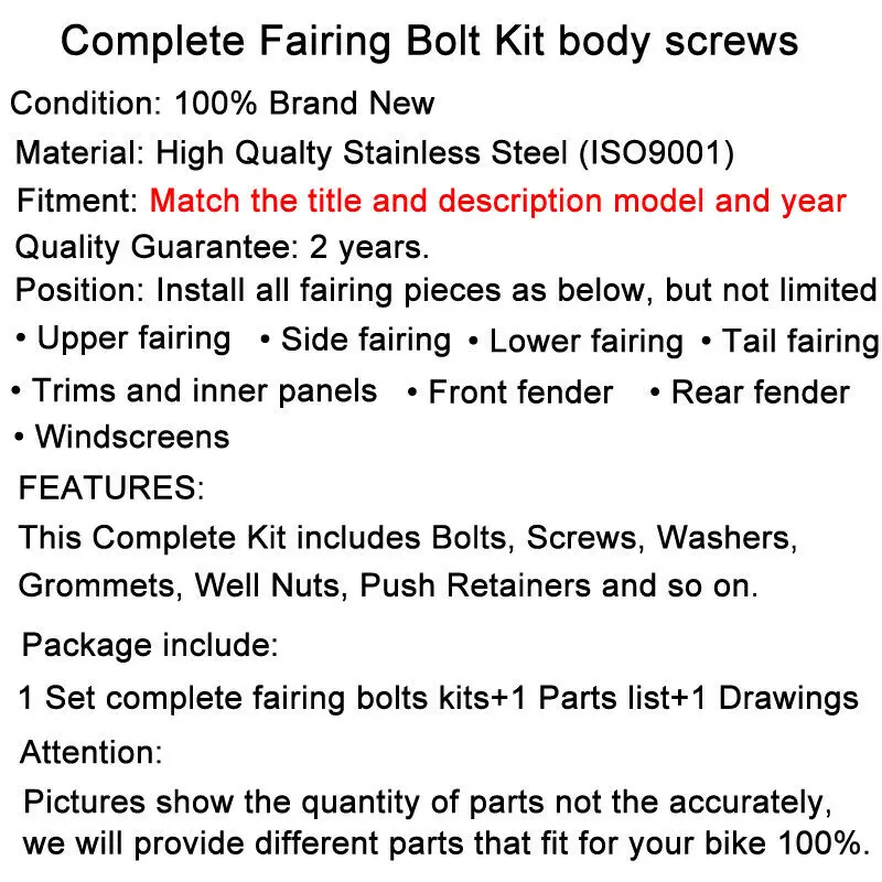 Fit For Kawasaki ZX14R ZX 14R 2006 2007 2008 2009 2010 Complete Full Fairing Bolts Kit Speed Nuts Clips Stainless Steel | Автомобили и