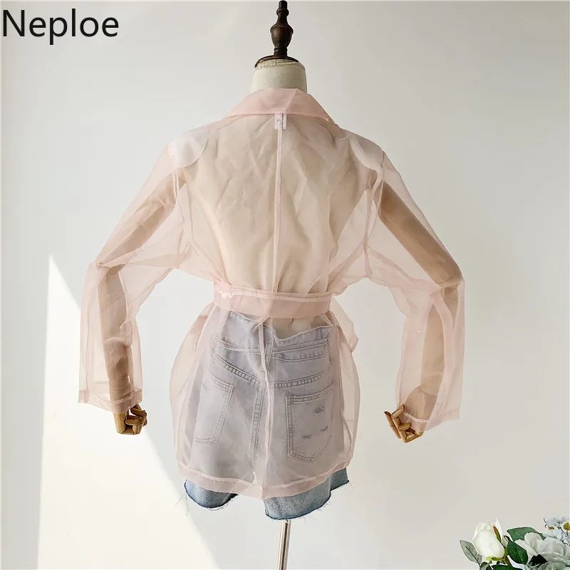 Neploe сексуальная перспективная блузка с бантом органза тонкая талия открытая