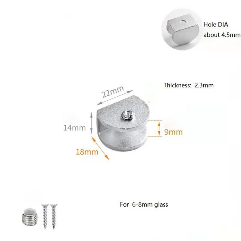 Полукруглые стеклянные зажимы плоскость пространство алюминиевая проекция