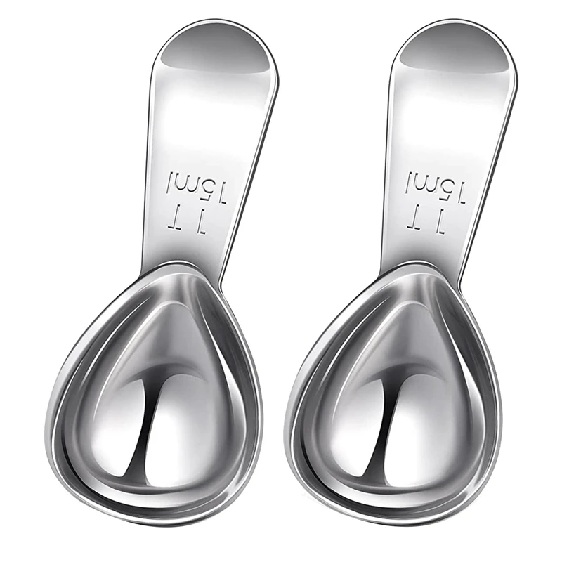 2 Pieces Coffee Scoop Stainless Steel Short Handle Tablespoon Measuring Spoons for Tea Sugar 15 Ml | Дом и сад